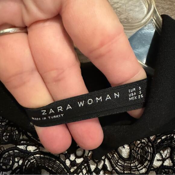 ZARA Black Sheath Tube Dress Twee Lace Short Sleeve Top Size S Office Cocktail - Picture 11 of 16